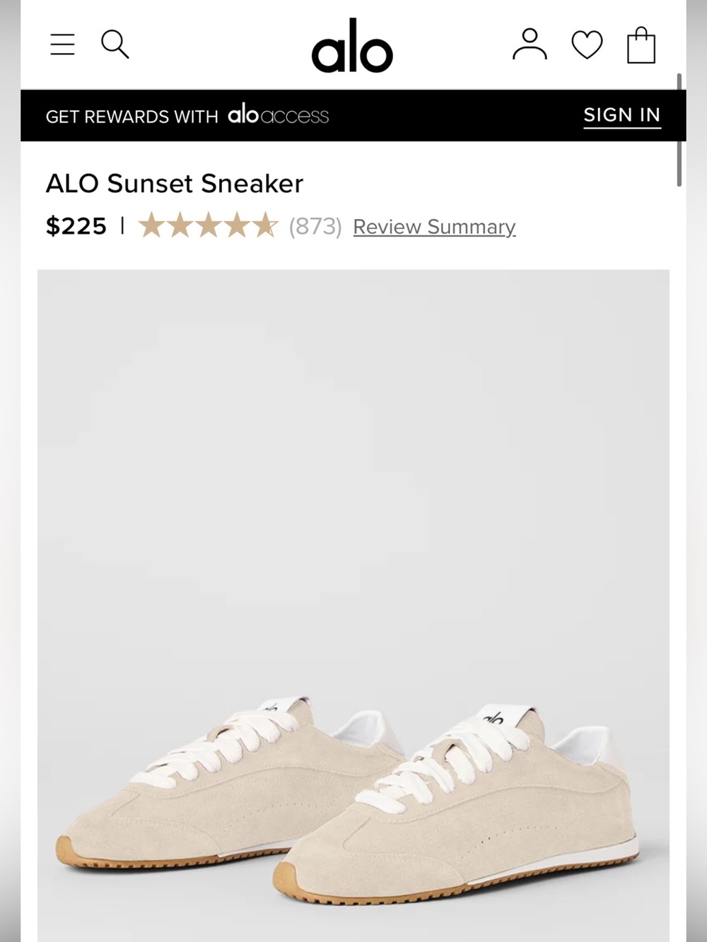 ALO Yoga Sunset Suede Sneakers in Beige and White